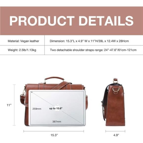 Backpack for Women Briefcase Messenger Laptop Bag - Picture 6 of 7